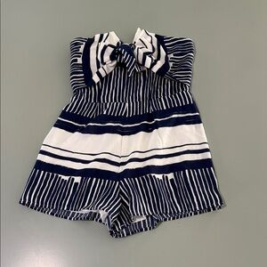 Navy and White Striped Kids Romper